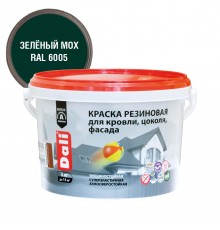 DALI / ДАЛИ краска резиновая трещиностойкая акриловая для кровли цоколя фасада зеленый мох, 3 кг
