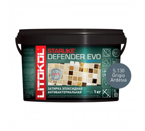 LITOKOL STARLIKE DEFENDER EVO / ЛИТОКОЛ СТАРЛАЙК ДЕФЕНДЕР ЭВО затирка двухкомпонентная, эпоксидная, S.130 grigio ardesia, 1кг