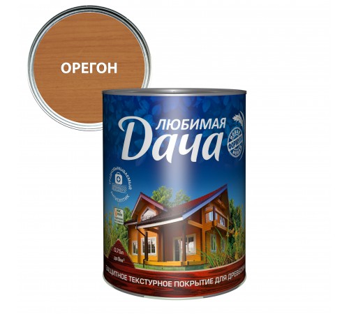 ЛЮБИМАЯ ДАЧА защитно-декоративное покрытие для древесины алкидное для внутренних и наружных работ, орегон (0,75л)