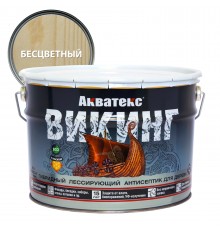 Акватекс Викинг антисептик для дерева гибридный, лессирующий, полуматовый, бесцветный (9л) new