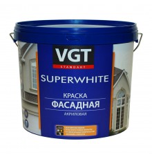 VGT SUPERWHITE / ВГТ СУПЕРВАЙТ ВД-АК-1180 краска фасадная, супербелый, акриловая, матовая (3кг)