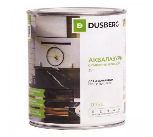 DUSBERG / ДЮСБЕРГ аквалазурь с пчелиным воском, белый 3511 (0,75л) DUSBERG / ДЮСБЕРГ аквалазурь с пчелиным воском, белый 3511 (0,75л)