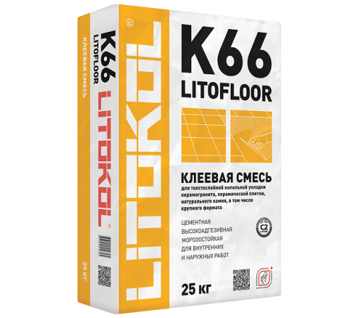 LITOKOL LITOFLOOR K 66 клей для толстослойной напольной плитки и керамогранита, серый (25кг) LITOKOL LITOFLOOR K 66 клей для толстослойной напольной плитки и керамогранита, серый (25кг)