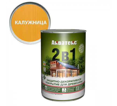 АКВАТЕКС 2 в 1 защит.-декор. покрытие для дерева, алкидное, полумат, лессирующее, калужница (0,8л)