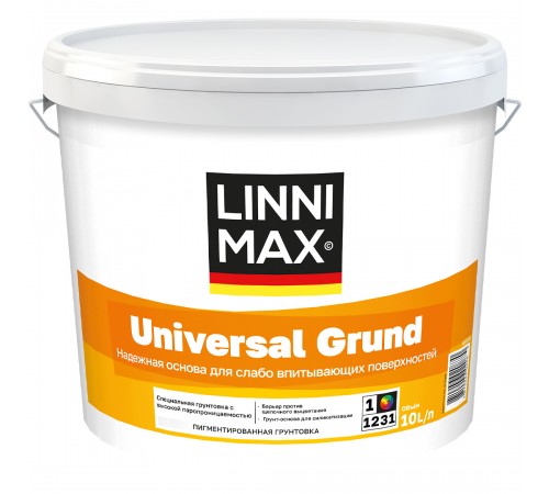 LINNIMAX UNIVERSAL GRUND / ЛИННИМАКС УНИВЕРСАЛ ГРУНД грунтовка пигментированная водно-дисперсионная, 10л LINNIMAX UNIVERSAL GRUND / ЛИННИМАКС УНИВЕРСАЛ ГРУНД грунтовка пигментированная водно-дисперсионная, 10л