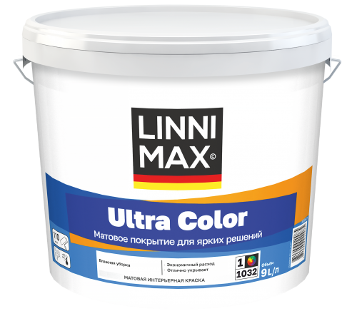 LINNIMAX ULTRA COLOR / ЛИННИМАКС УЛЬТРА КОЛОР краска для стен потолков обоев водно-дисперсионная латексная для внутренних работ матовая база 1 (9л) LINNIMAX ULTRA COLOR / ЛИННИМАКС УЛЬТРА КОЛОР краска для стен потолков обоев водно-дисперсионная латексная для внутренних работ матовая база 1 (9л)