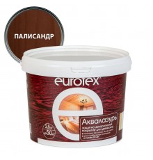 EUROTEX / ЕВРОТЕКС АКВАЛАЗУРЬ лак защит.-декор. для дерева, акриловый, лессирующий, палисандр (2,5л)