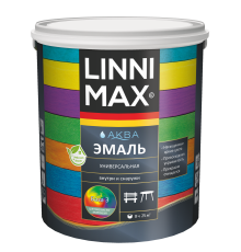 LINNIMAX / ЛИННИМАКС АКВА эмаль акриловая универсальная атмосферостойкая для наружных и внутренних работ шелковисто-матовая база 3 (2,35л)