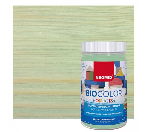NEOMID BIO COLOR FOR KIDS / НЕОМИД БИО КОЛОР ФОР КИДС лазурь деревозащитная, мятный (0,25л) NEOMID BIO COLOR FOR KIDS / НЕОМИД БИО КОЛОР ФОР КИДС лазурь деревозащитная, мятный (0,25л)