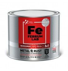 FERRUM LAB / ФЕРРУМ ЛАБ грунт-эмаль по ржавчине 3 в 1 молотковая, серебристый (2л)