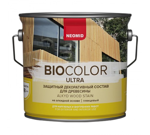NEOMID BIO COLOR ULTRA / НЕОМИД БИО КОЛОР УЛЬТРА защитно декоративный состав на алкидной основе, бесцветный (2,7л)