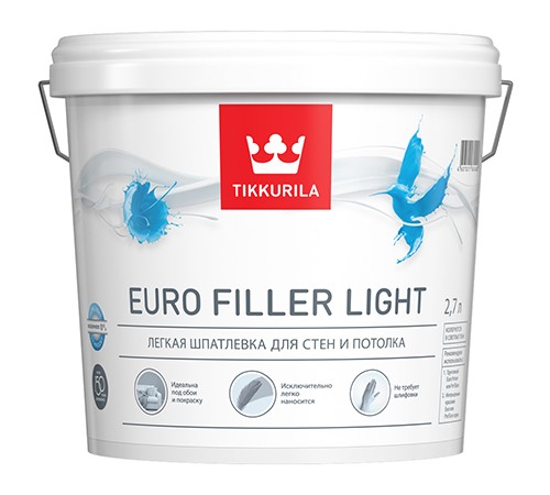 TIKKURILA EURO FILLER LIGHT шпаклевка финишная, легкая, для стен и потолков (2,7л) TIKKURILA EURO FILLER LIGHT шпаклевка финишная, легкая, для стен и потолков (2,7л)