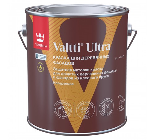TIKKURILA VALTTI ULTRA краска для деревянных фасадов матовая, база A (2,7л)