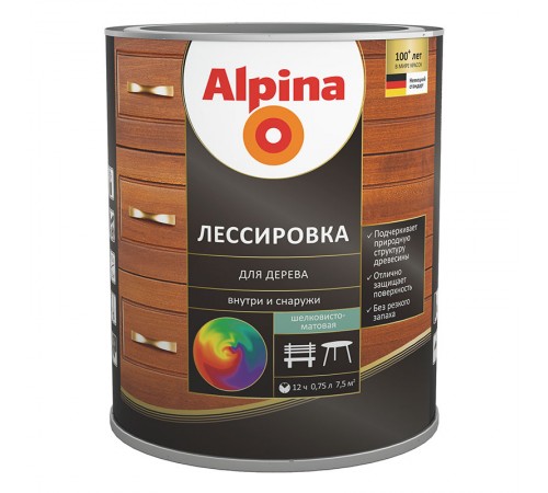 ALPINA Лессировка для дерева, черный (0,75л) ALPINA Лессировка для дерева, черный (0,75л)