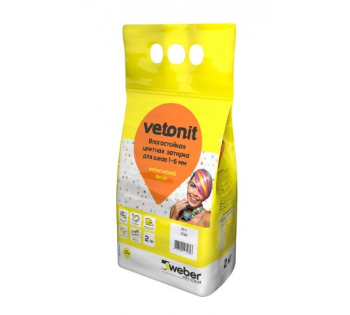 WEBER VETONIT DECOR / ВЕБЕР ВЕТОНИТ ДЕКОР затирка цементная для плитки влагостойкая 1-6 мм для вн/нар антрацит 2 кг
