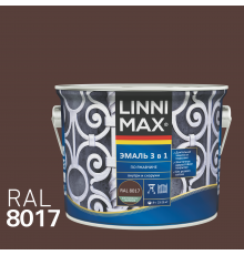 LINNIMAX / ЛИННИМАКС эмаль алкидно-уретановая по ржавчине 3 в 1 для наружных и внутренних работ шоколадный RAL 8017 (2,5л)