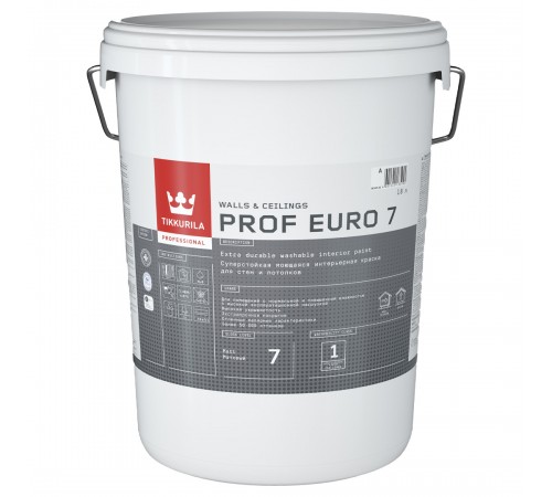 TIKKURILA PROF EURO 7 краска интерьерная, устойчивая к мытью, база A, матовая (18л)