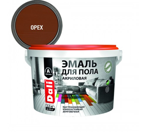 DALI / ДАЛИ эмаль для пола акриловая, орех, 2,2 кг DALI / ДАЛИ эмаль для пола акриловая, орех, 2,2 кг