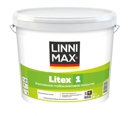 LINNIMAX LITEX 1 / ЛИННИМАКС ЛИТЕКС 1 краска для стен и потолков латексная водно-дисперсионная для внутренних работ глубокоматовая база 1 (9л) LINNIMAX LITEX 1 / ЛИННИМАКС ЛИТЕКС 1 краска для стен и потолков латексная водно-дисперсионная для внутренних работ глубокоматовая база 1 (9л)
