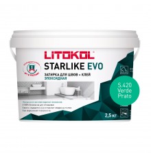 LITOKOL STARLIKE EVO / ЛИТОКОЛ СТАРЛАЙК ЭВО затирка двухкомпонентная на эпоксидной основе, S.420 verde prato, 2,5кг