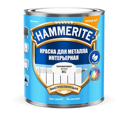 HAMMERITE / ХАММЕРАЙТ краска для металла интерьерная полуматовая база под колеровку BC, бесцветный, 0,9л