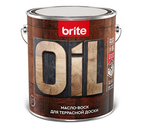 BRITE FLEXX / БРАЙТ ФЛЕКС масло-воск для террасной доски натуральное, с природным воском, бесцветный (2,5л) BRITE FLEXX / БРАЙТ ФЛЕКС масло-воск для террасной доски натуральное, с природным воском, бесцветный (2,5л)