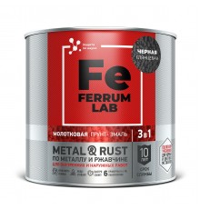 FERRUM LAB / ФЕРРУМ ЛАБ грунт-эмаль по ржавчине 3 в 1 молотковая, черный (0,75л)
