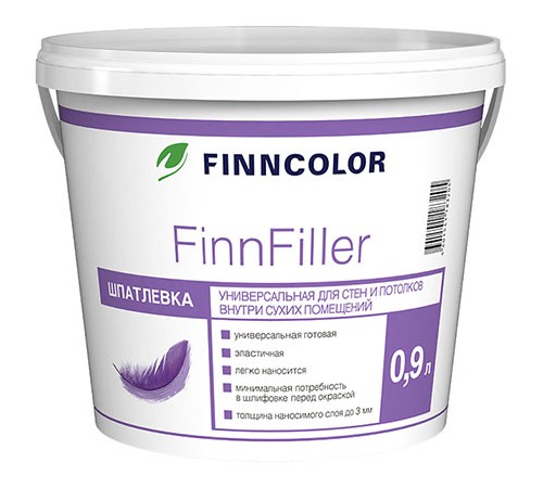 FINNCOLOR FINNFILLER / ФИННКОЛОР ФИННФИЛЛЕР шпаклевка универсальная, финишная для сухих помещений (0,9л)* FINNCOLOR FINNFILLER / ФИННКОЛОР ФИННФИЛЛЕР шпаклевка универсальная, финишная для сухих помещений (0,9л)*