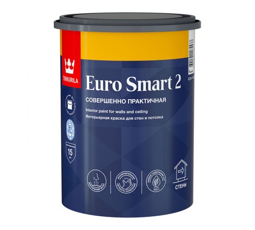 TIKKURILA EURO SMART 2 краска интерьерная для стен и потолка (0,9л)