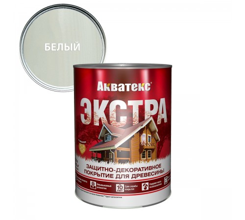 АКВАТЕКС-ЭКСТРА защит.-декор. покрытие для дерева, алкидное, полуглянц, белый (0,8л) new