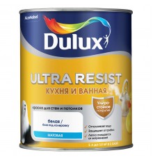 DULUX ULTRA RESIST КУХНЯ И ВАННАЯ / ДЮЛАКС УЛЬТРА РЕЗИСТ КУХНЯ И ВАННАЯ краска с защитой от плесени и грибка матовая база BC 0,9л