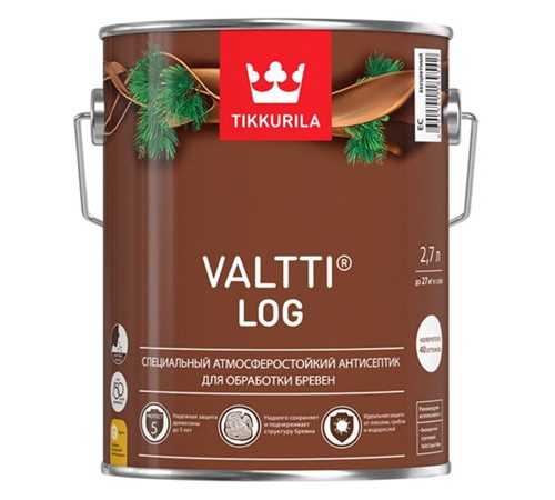 TIKKURILA EURO VALTTI LOG антисептик специальный для бревен, бесцветный (2,7л)