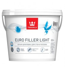 TIKKURILA EURO FILLER LIGHT шпаклевка финишная, легкая, для стен и потолков (0,9л)