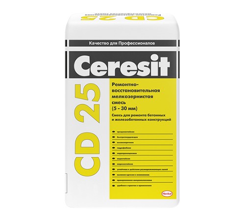 ЦЕРЕЗИТ CD 25 смесь для бетонных и железобетонных поверхностей, от 5 до 30 мм (25кг)