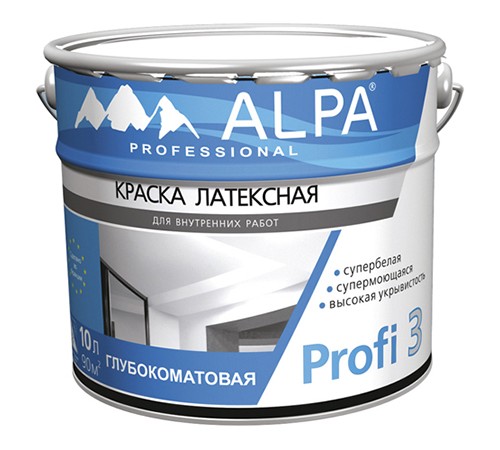 ALPA PROFI 3 краска латексная для внутренних работ, база А (10л) ALPA PROFI 3 краска латексная для внутренних работ, база А (10л)
