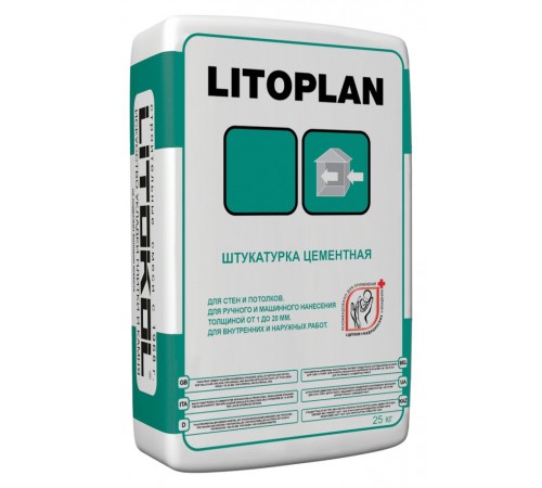 LITOKOL LITOPLAN штукатурка цементная толщиной до 20 мм., серый (25кг) LITOKOL LITOPLAN штукатурка цементная толщиной до 20 мм., серый (25кг)
