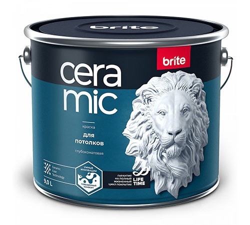 BRITE CERAMIC / БРАЙТ КЕРАМИК краска для потолков, глубокоматовая (9л) BRITE CERAMIC / БРАЙТ КЕРАМИК краска для потолков, глубокоматовая (9л)