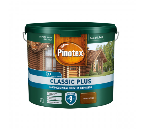 PINOTEX CLASSIC PLUS / ПИНОТЕКС КЛАССИК ПЛЮС пропитка-антисептик, быстросохнущая 3 в 1, тиковое дерево 2,5л
