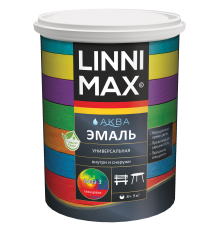 LINNIMAX / ЛИННИМАКС аква эмаль акриловая универсальная атмосферостойкая для наружных и внутренних работ глянцевая база 3 (0,85л)