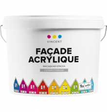 VINCENT FACADE ACRYLIQUE F-2 / ВИНСЕНТ ФАСАД АКРИЛИК Ф-2 краска акрилатная, фасадная, матовая, база С (9л)