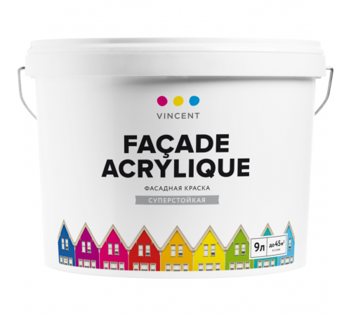 VINCENT FACADE ACRYLIQUE F-2 / ВИНСЕНТ ФАСАД АКРИЛИК Ф-2 краска акрилатная, фасадная, матовая, база С (9л) VINCENT FACADE ACRYLIQUE F-2 / ВИНСЕНТ ФАСАД АКРИЛИК Ф-2 краска акрилатная, фасадная, матовая, база С (9л)