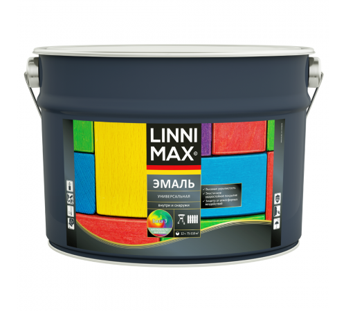 LINNIMAX / ЛИННИМАКС эмаль алкидная универсальная для наружных и внутренних работ шелковисто-матовая база 3 (2,3л)