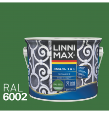 LINNIMAX / ЛИННИМАКС эмаль алкидно-уретановая по ржавчине 3 в 1 для наружных и внутренних работ зеленый RAL 6002 (2,5л)