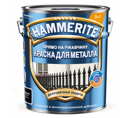 HAMMERITE / ХАММЕРАЙТ краска для металла с молотковым эффектом прямо на ржавчину RAL9005 черный 5л HAMMERITE / ХАММЕРАЙТ краска для металла с молотковым эффектом прямо на ржавчину RAL9005 черный 5л